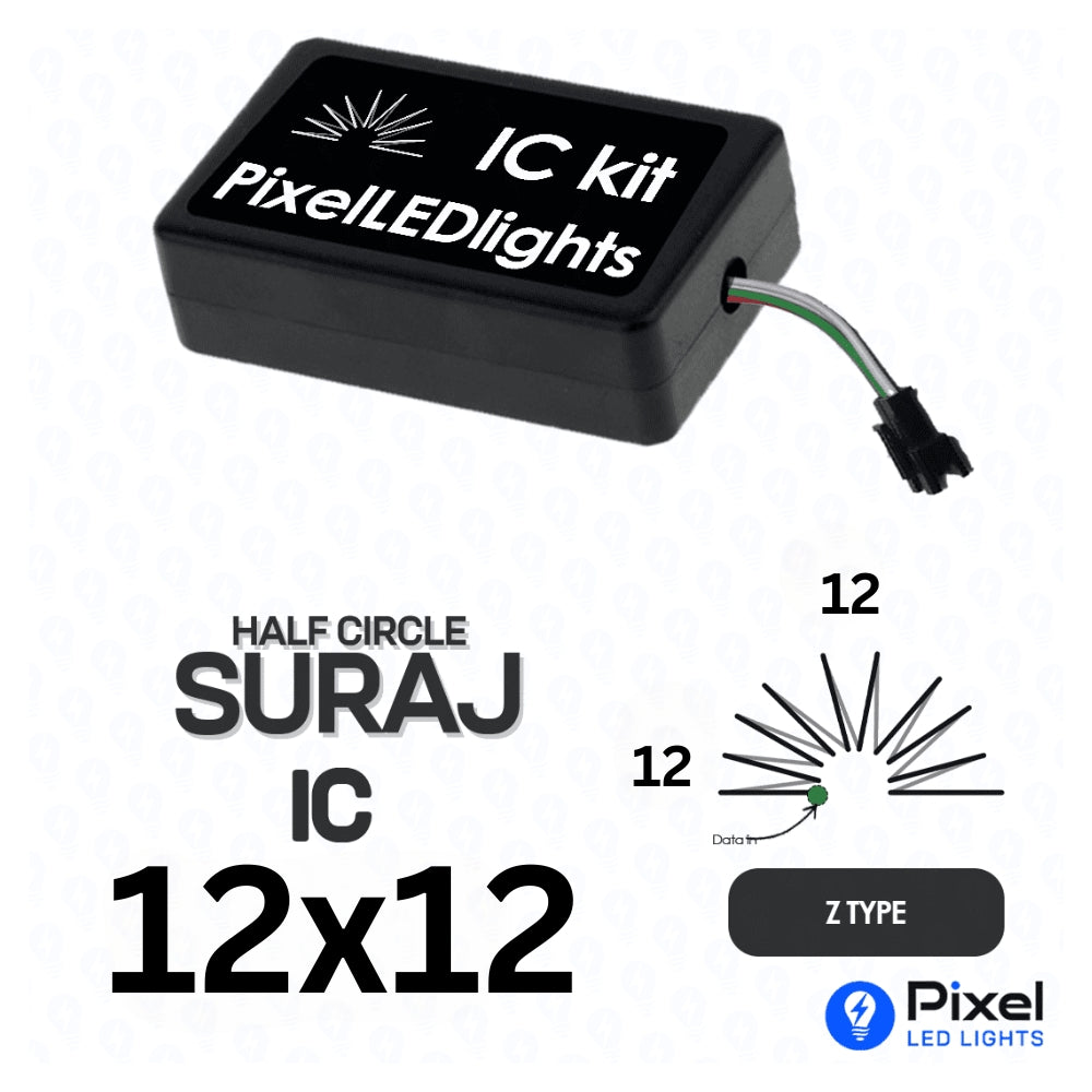 Pixel LED IC Controller for Half Circle Suraj Z Type 12×12 – 30+ Dynamic Effects