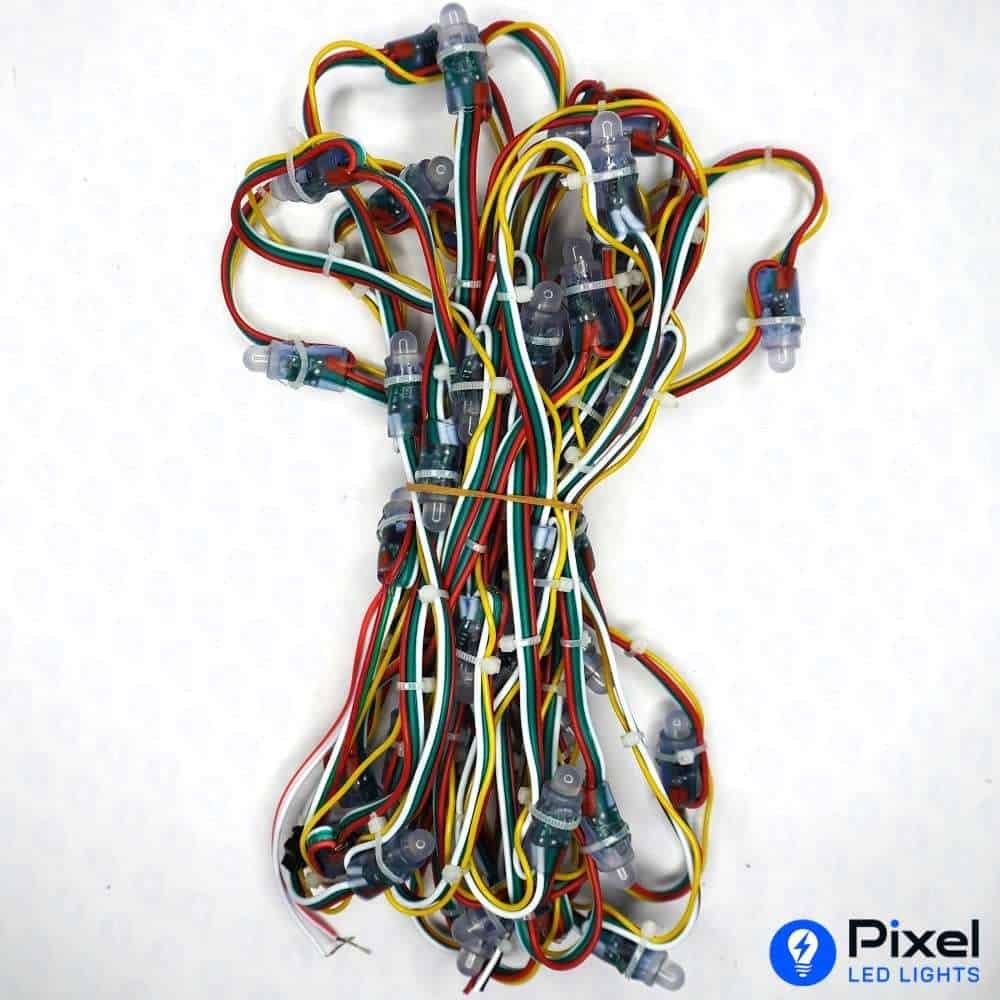 Pixel LED 3inch on Data wire (Multicolor, WS2811, 50LEDs) 12 Feet Length - SKU 1090
