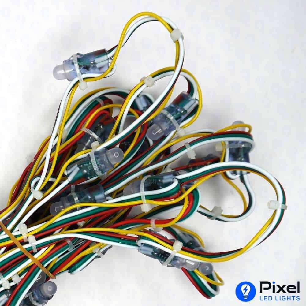 Pixel LED 3inch on Data wire (Multicolor, WS2811, 50LEDs) 12 Feet Length - SKU 1090