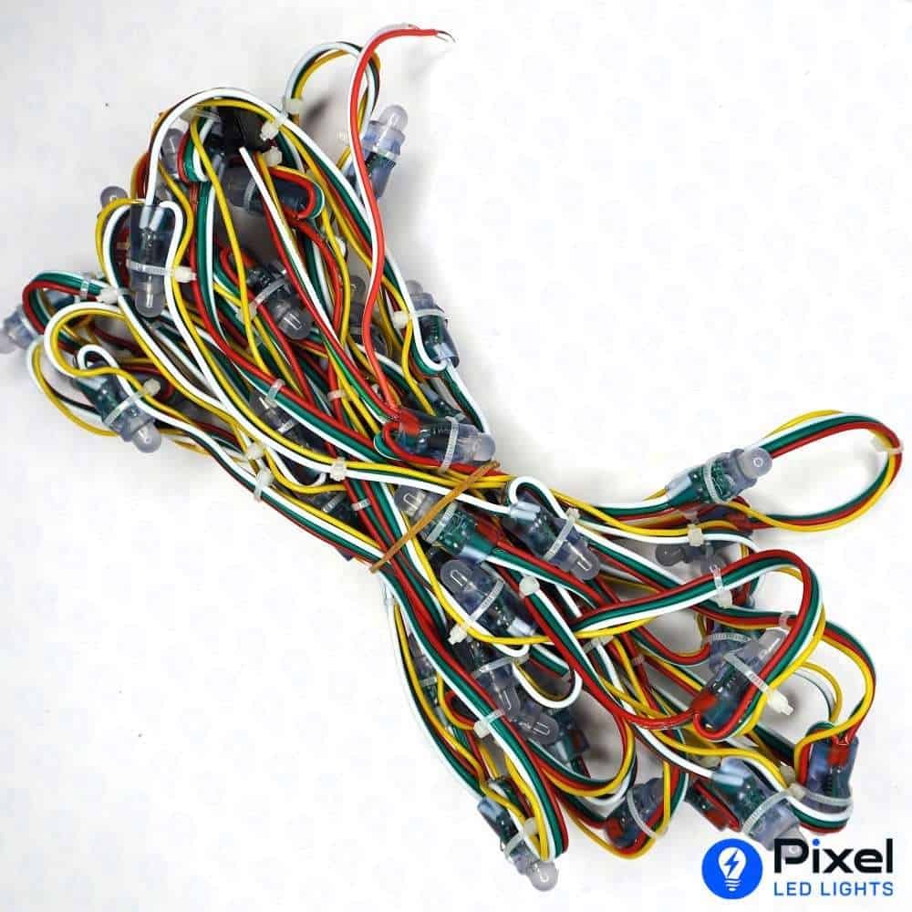 Pixel LED 3inch on Data wire (Multicolor, WS2811, 50LEDs) 12 Feet Length - SKU 1090