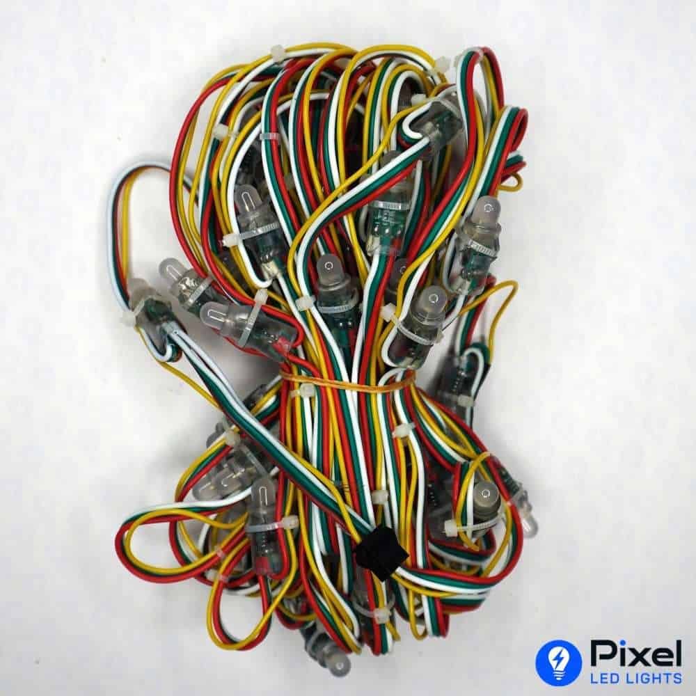 Pixel LED 5inch on Data wire (Multicolor, WS2811, 50LEDs) 20 Feet Length - SKU 1091