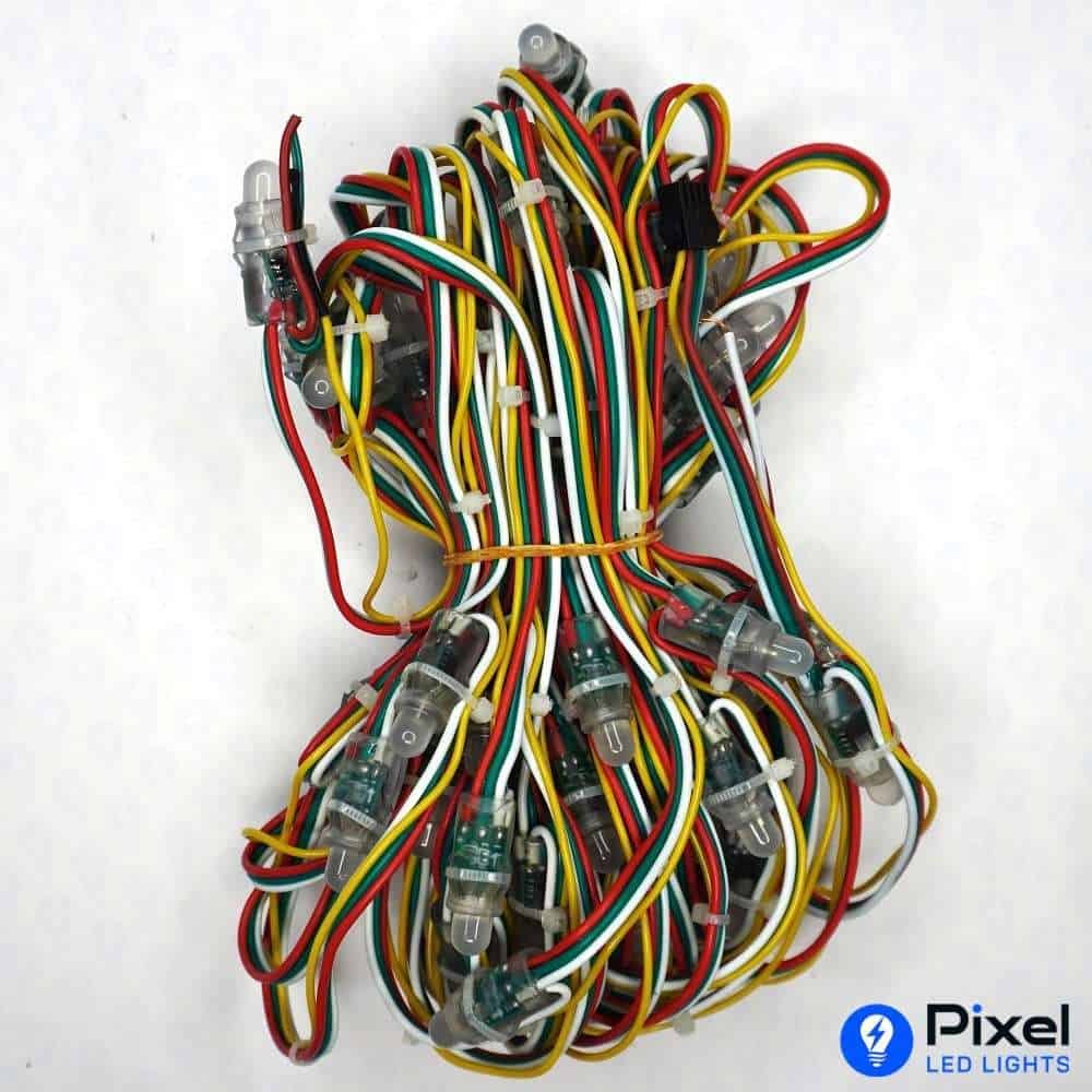 Pixel LED 5inch on Data wire (Multicolor, WS2811, 50LEDs) 20 Feet Length - SKU 1091