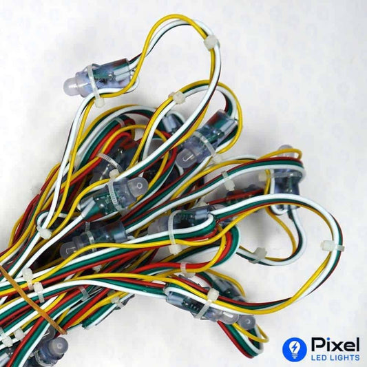 Pixel LED 7inch on Data wire (Multicolor, WS2811, 50LEDs) 28 Feet Length - SKU 1092