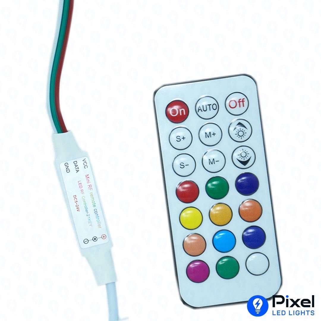 Wireless RF 21-key RGB Controller for LED Light and Pixel Strip (WS2811 Compatible)