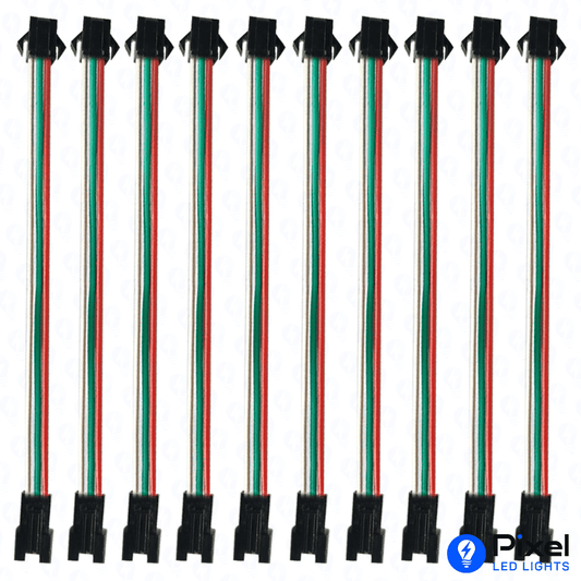 Copper Wire 3 Pin Long Connector - 8 Inch - (Pack of 10)