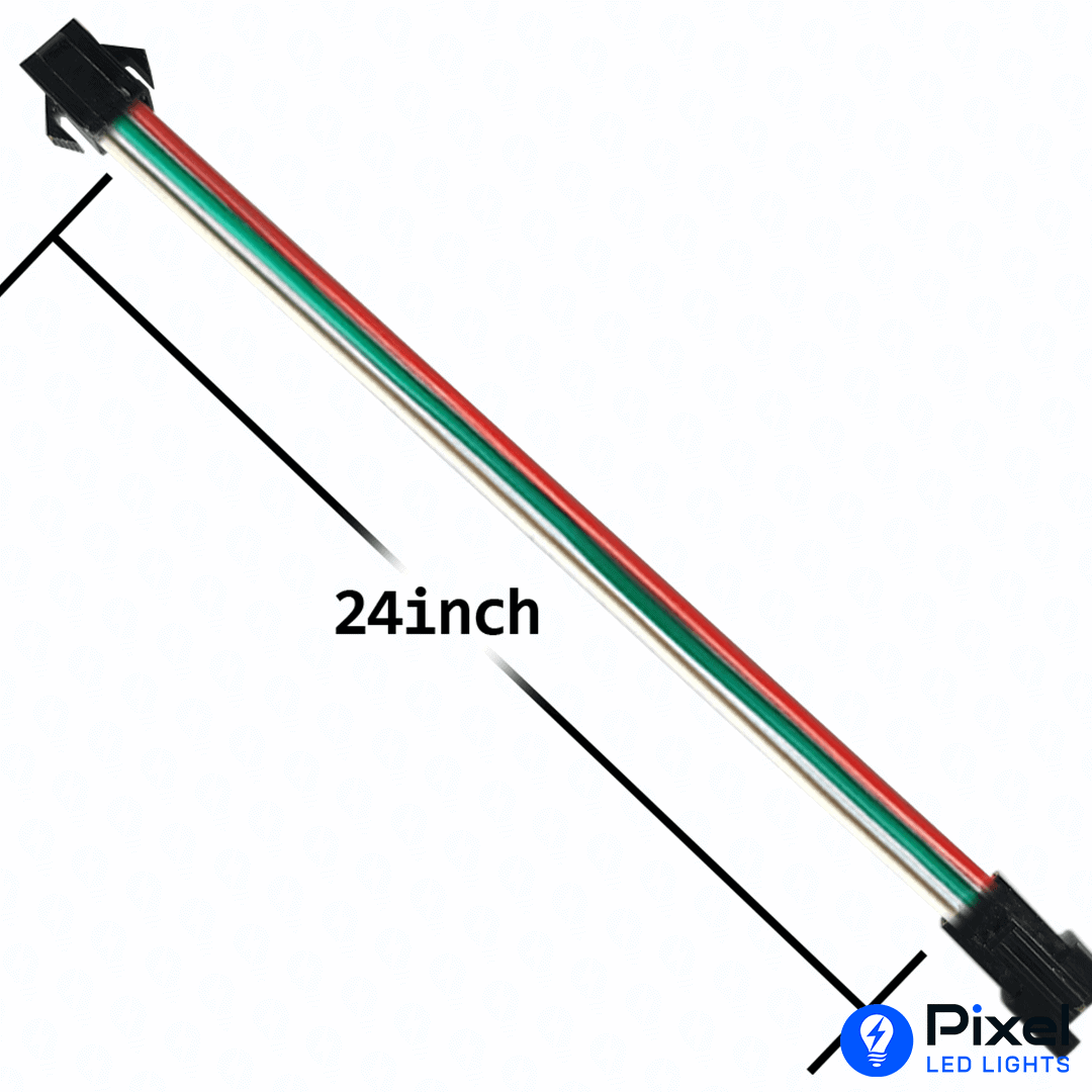 Copper Wire 3 Pin Long Connector - 24 Inch - (Pack of 10)