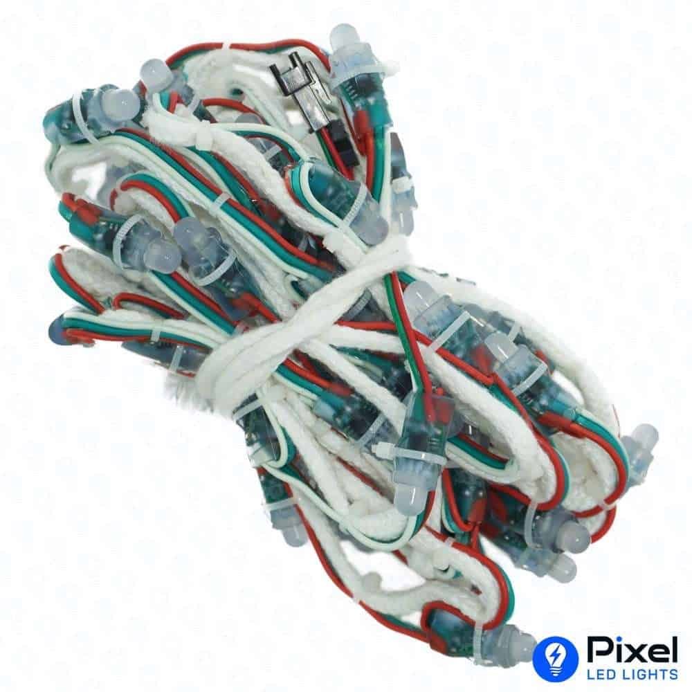 Pixel LED 3inch on Rope (Multicolor, WS2811, 50LEDs) 12 Feet Length