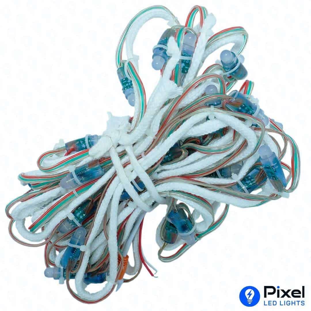 Pixel LED 5inch Gel wire on Rope (Multicolor, WS2811, 50LEDs) 20 Feet Length - SKU 1008