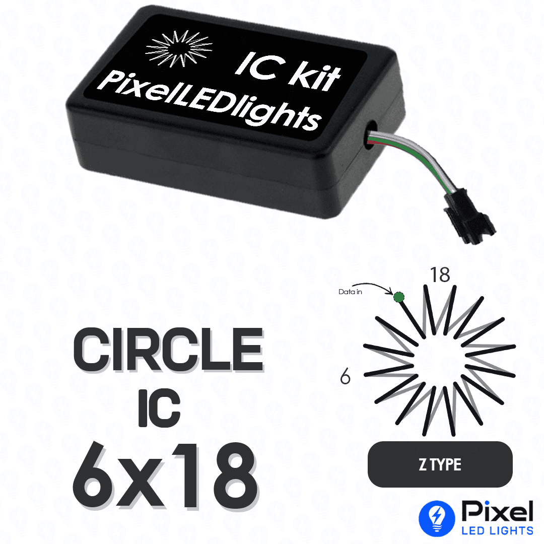 Pixel LED IC Controller for Circle Z Type 6×18 – 30+ Dynamic Effects