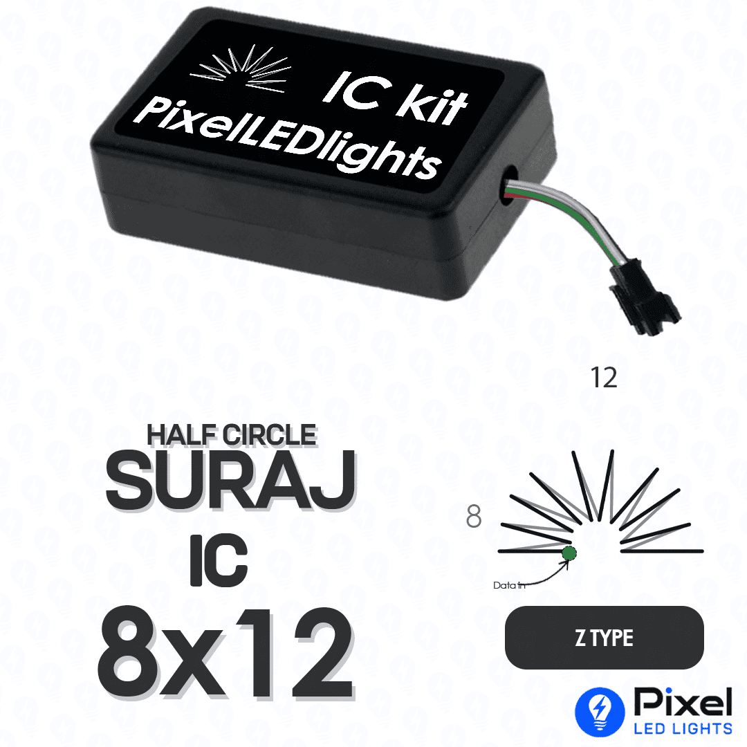 Pixel LED IC Controller for Half Circle Suraj Z Type 8×12 – 30+ Dynamic Effects
