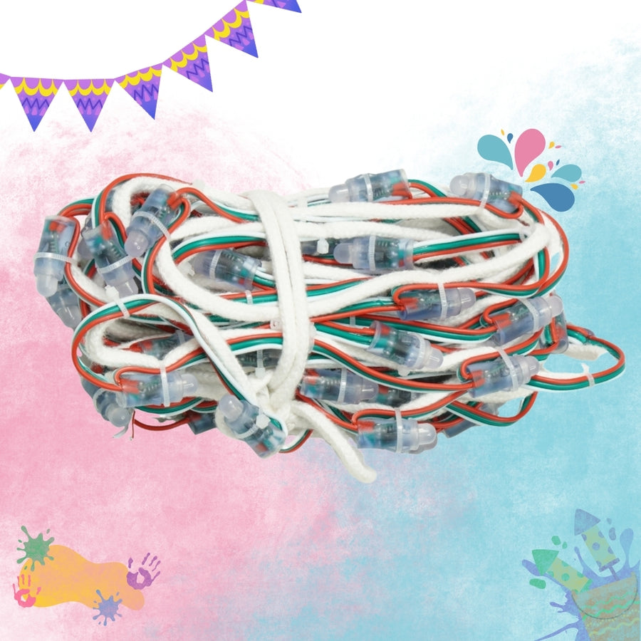 Pixel LED 5inch on Rope (Multicolor, WS2811, 50LEDs) 20 Feet Length