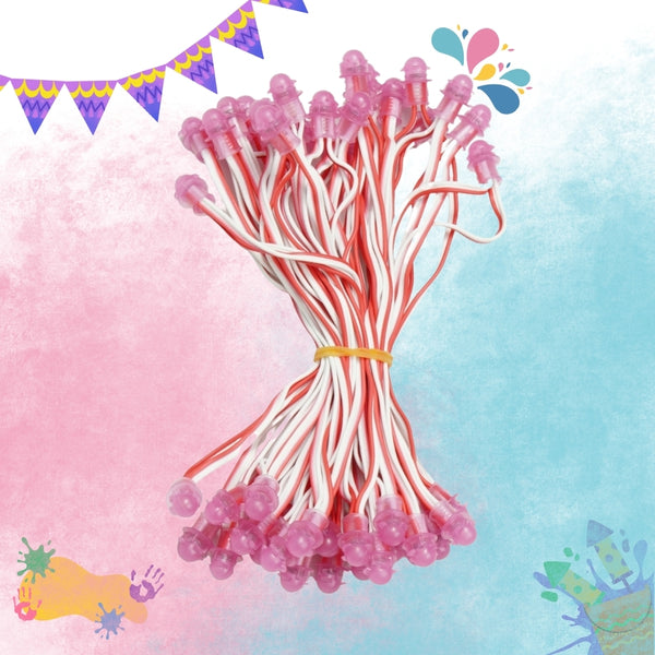 Pixel LED 5inch (Frosted Single Color, 50LEDs) 20 Feet Length - Pink