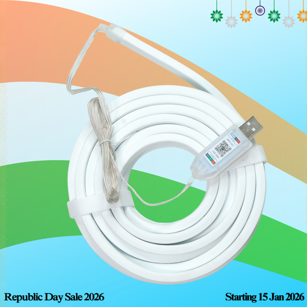 5 Meter RGB Neon LED Strip Light with Remote | USB Powered, Flexible Multicolor Rope Light for Home Décor