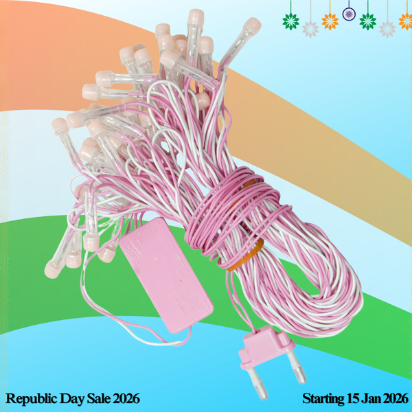 8mm Pink LED Decorative String Lights for Diwali, Christmas & Festive Decoration (10m)