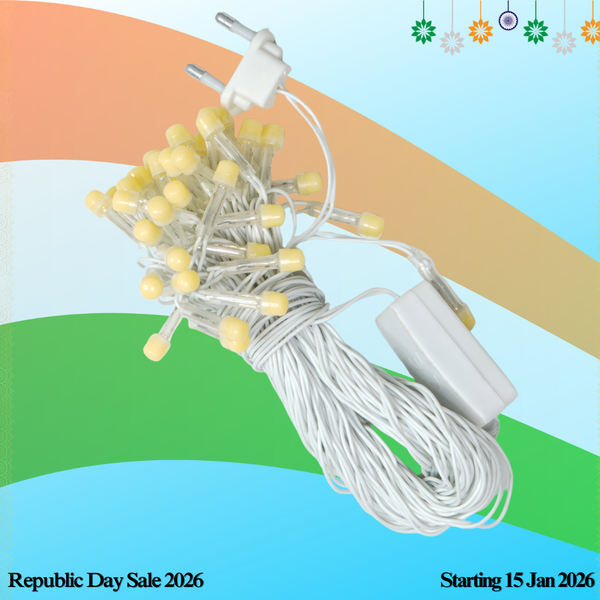 8mm Warm White LED Decorative String Lights for Diwali, Christmas & Festive Decoration (10m)