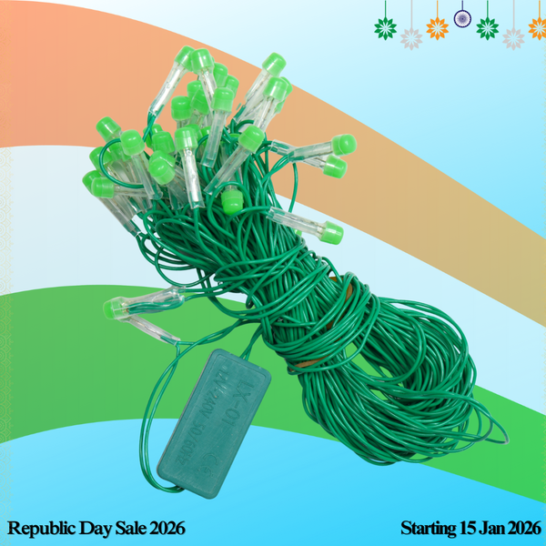 8mm Green LED Decorative String Lights for Diwali, Christmas & Festive Decoration (10m)