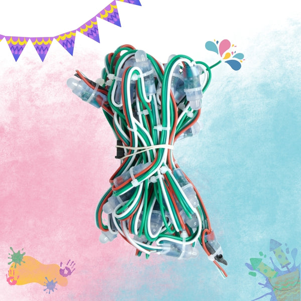 Pixel LED 5inch on Data wire (Multicolor, WS2811, 50LEDs) 20 Feet Length - SKU 1091