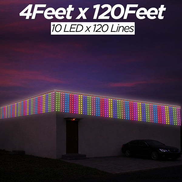 4 Feet × 120 Feet Pixel LED Toran & Building Lights – Wedding Decoration Setup
