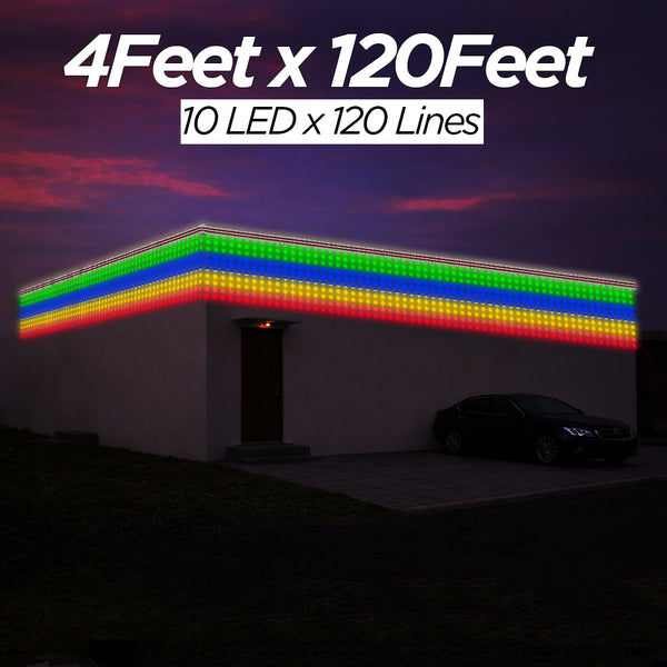 4 Feet × 120 Feet Pixel LED Toran & Building Lights – Wedding Decoration Setup