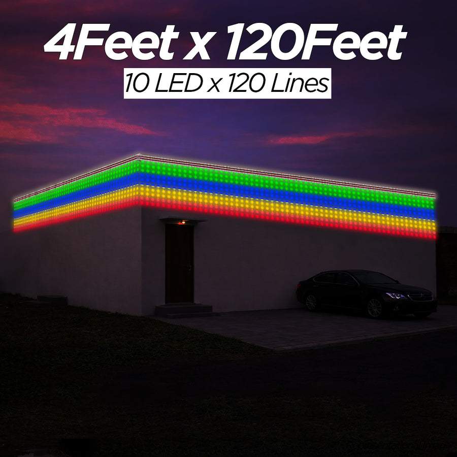 4 Feet × 120 Feet Pixel LED Toran & Building Lights – Wedding Decoration Setup