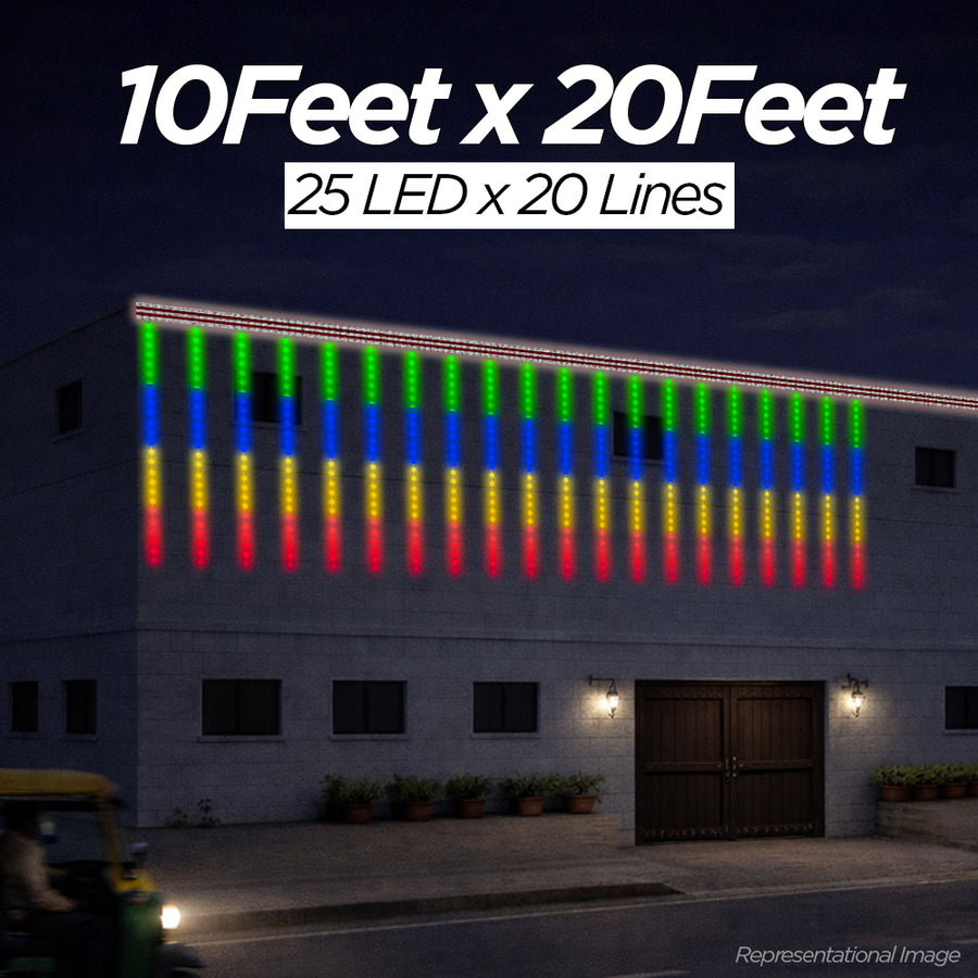 10 Feet × 20 Feet Pixel LED Toran & Building Lights – Wedding Decoration Setup