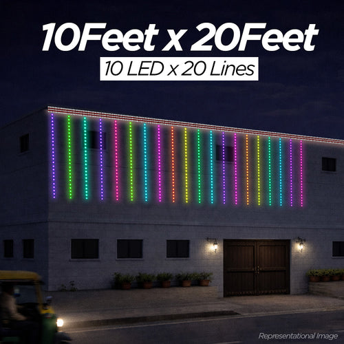 10 Feet × 20 Feet Pixel LED Toran & Building Lights – Wedding Decoration Setup