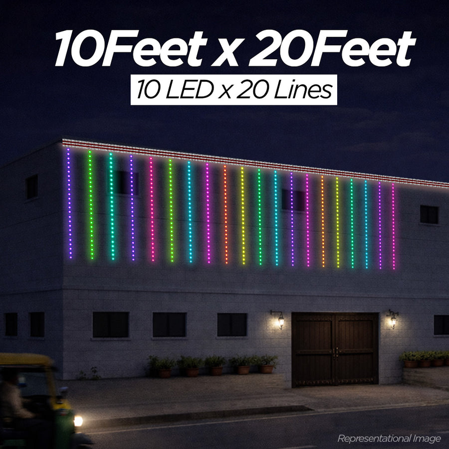 10 Feet × 20 Feet Pixel LED Toran & Building Lights – Wedding Decoration Setup