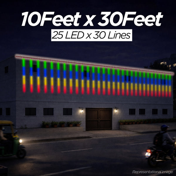 10 Feet × 30 Feet Pixel LED Toran & Building Lights – Wedding Decoration Setup