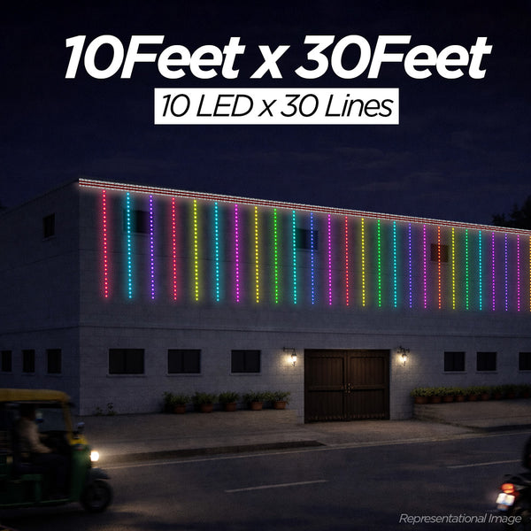 10 Feet × 30 Feet Pixel LED Toran & Building Lights – Wedding Decoration Setup