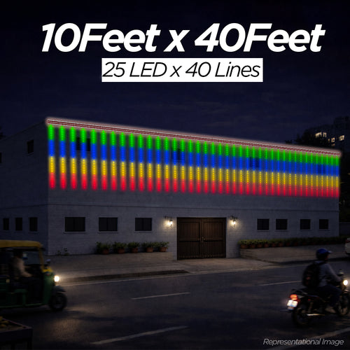 10 Feet × 40 Feet Pixel LED Toran & Building Lights – Wedding Decoration Setup