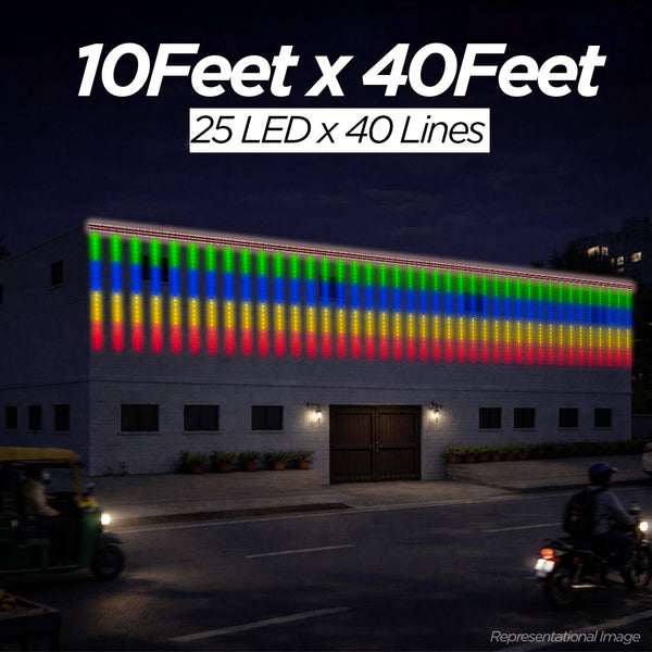 10 Feet × 40 Feet Pixel LED Toran & Building Lights – Wedding Decoration Setup