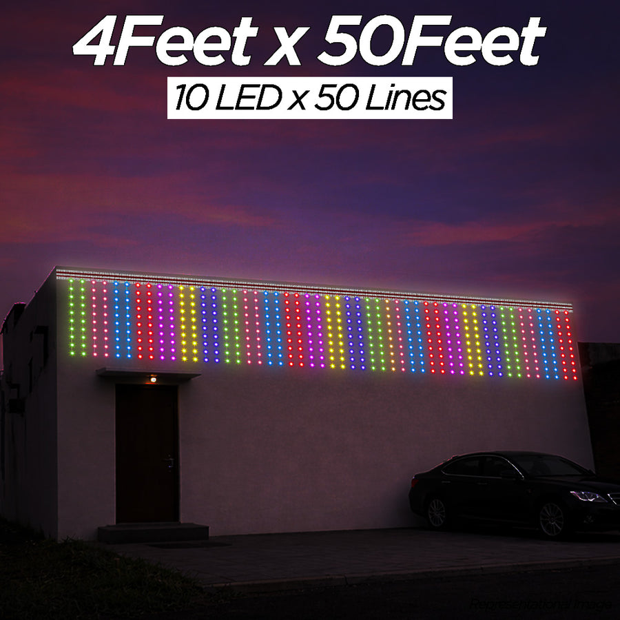 4 Feet × 50 Feet Pixel LED Toran & Building Lights – Wedding Decoration Setup