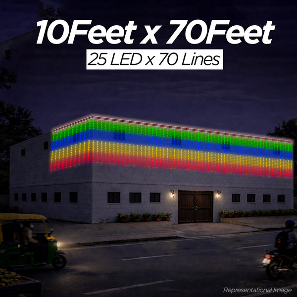 10 Feet × 70 Feet Pixel LED Toran & Building Lights – Wedding Decoration Setup