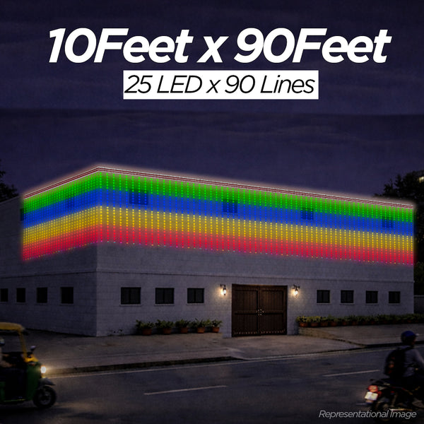10 Feet × 90 Feet Pixel LED Toran & Building Lights – Wedding Decoration Setup