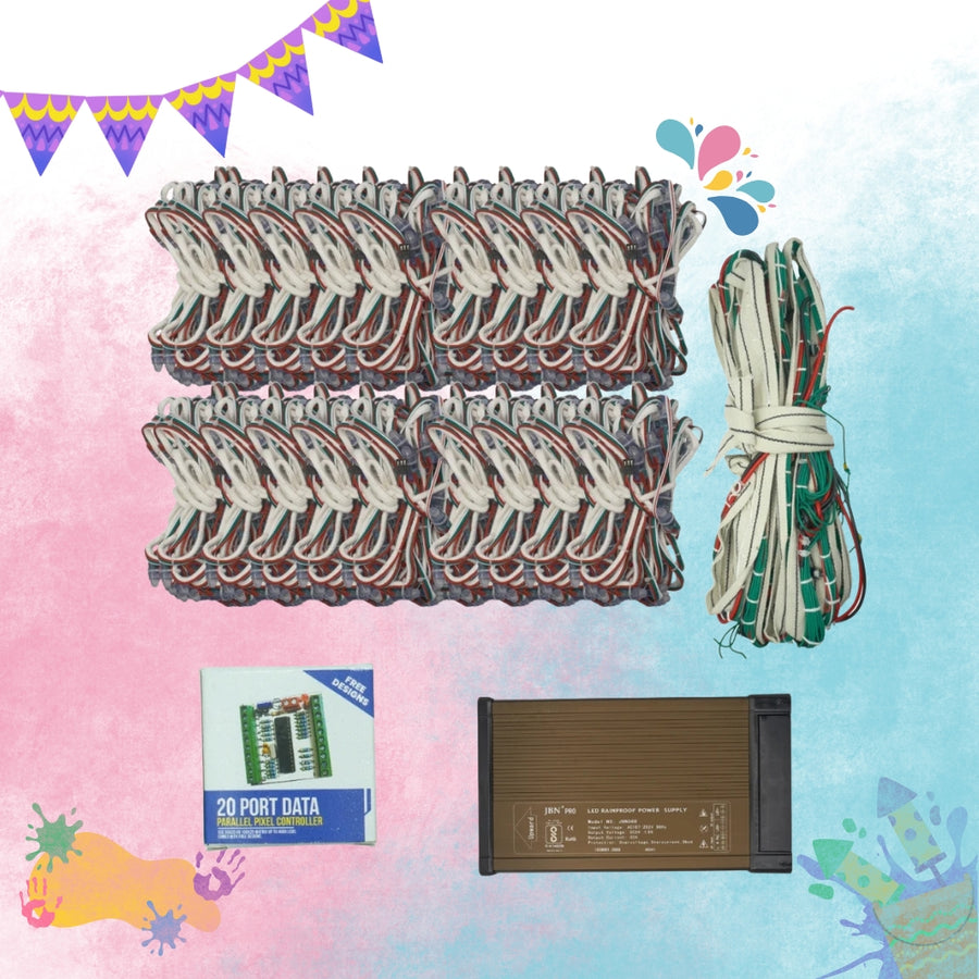 Pixel LED Full Setup Combo – Covers 20x20 Feet Area with Free Controller