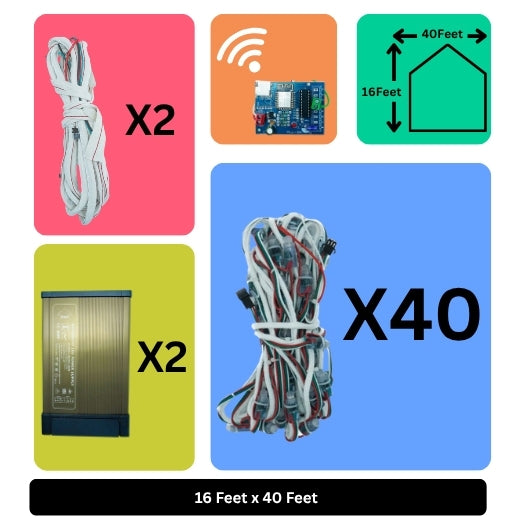 16x40 Feet LED Building Decoration Wi-Fi Lights – Smart Architectural Lighting