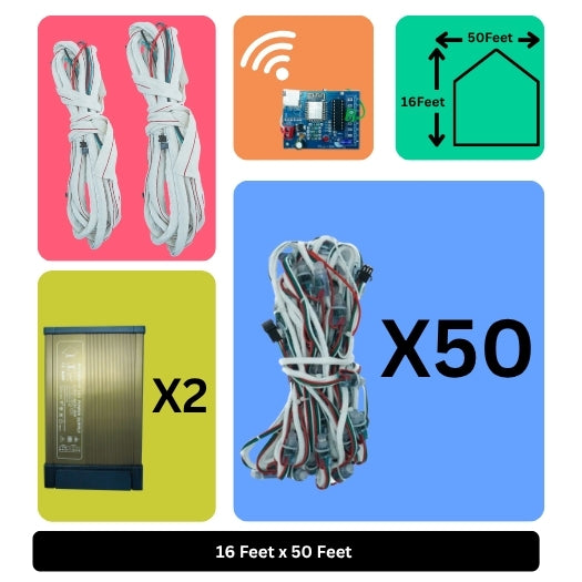 16x50 Feet LED Building Decoration Wi-Fi Lights – Smart Architectural Lighting
