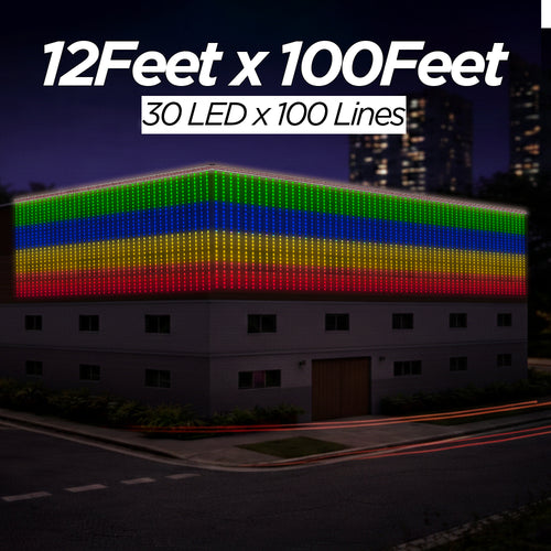 12 Feet × 100 Feet Pixel LED Toran & Building Lights – Wedding Decoration Setup