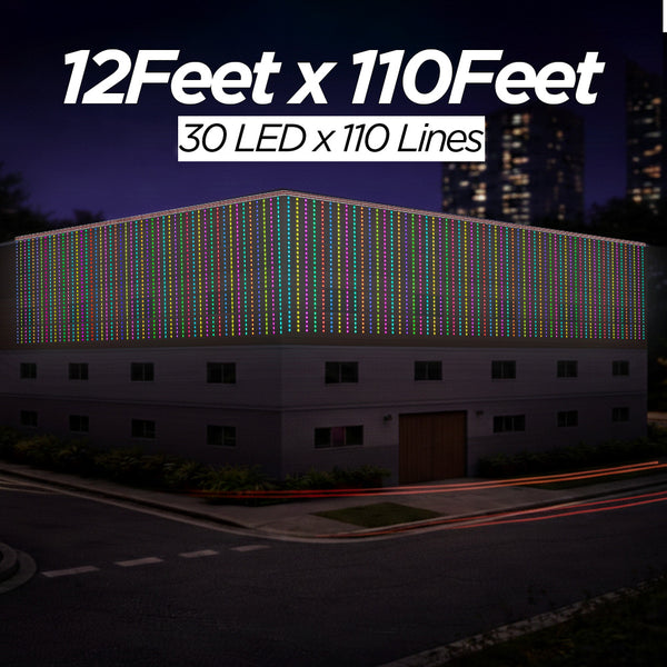 12 Feet × 110 Feet Pixel LED Toran & Building Lights – Wedding Decoration Setup