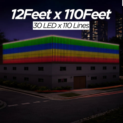 12 Feet × 110 Feet Pixel LED Toran & Building Lights – Wedding Decoration Setup