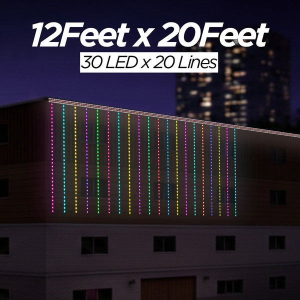 12 Feet × 20 Feet Pixel LED Toran & Building Lights – Wedding Decoration Setup