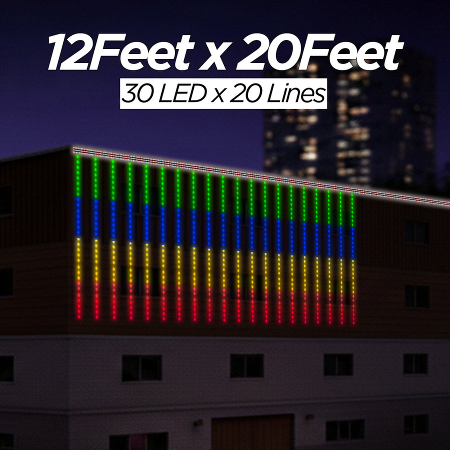 12 Feet × 20 Feet Pixel LED Toran & Building Lights – Wedding Decoration Setup