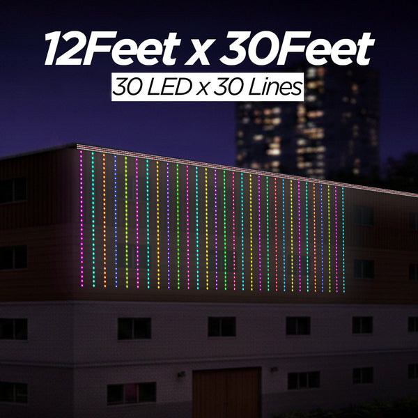 12 Feet × 30 Feet Pixel LED Toran & Building Lights – Wedding Decoration Setup