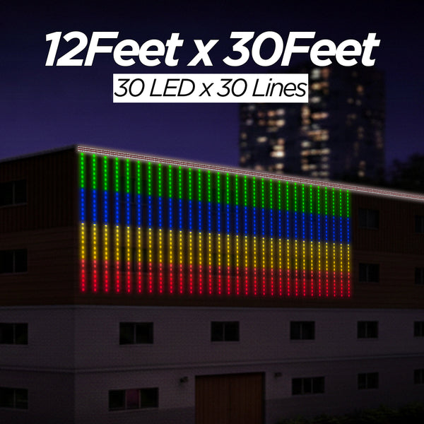 12 Feet × 30 Feet Pixel LED Toran & Building Lights – Wedding Decoration Setup