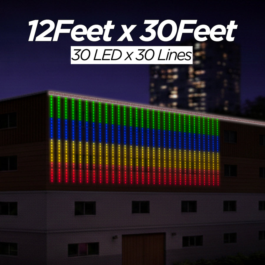 12 Feet × 30 Feet Pixel LED Toran & Building Lights – Wedding Decoration Setup