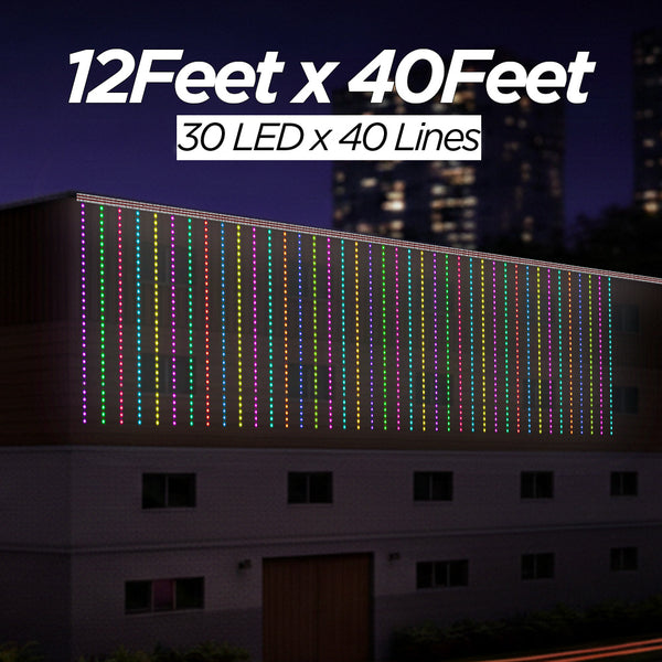 12 Feet × 40 Feet Pixel LED Toran & Building Lights – Wedding Decoration Setup