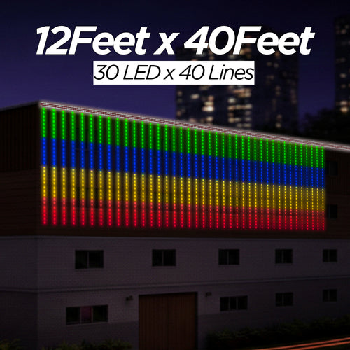 12 Feet × 40 Feet Pixel LED Toran & Building Lights – Wedding Decoration Setup