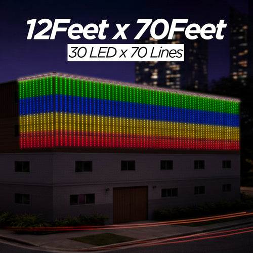12 Feet × 70 Feet Pixel LED Toran & Building Lights – Wedding Decoration Setup