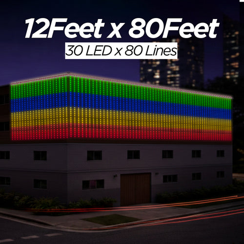 12 Feet × 80 Feet Pixel LED Toran & Building Lights – Wedding Decoration Setup