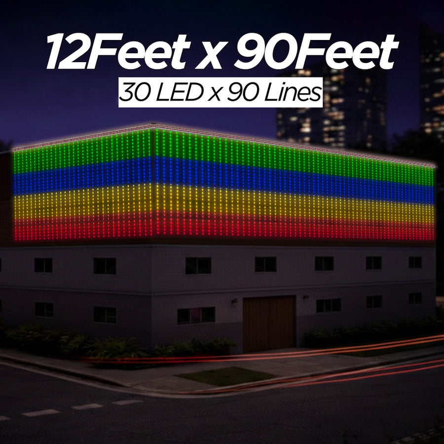 12 Feet × 90 Feet Pixel LED Toran & Building Lights – Wedding Decoration Setup